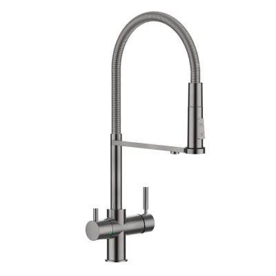 ProAcqua Miscelatore doppio comando a 5 vie con doccia OMIN 1801049 finitura nichel spazzolato - con set depuratore
