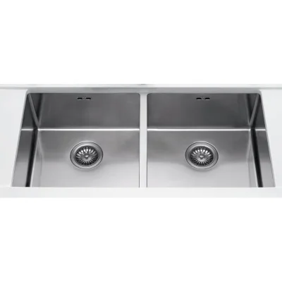 Alpes Lavello sottotop a due vasche LSR 83/2V in acciaio inox da 83.5x43 cm