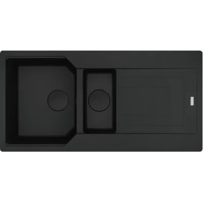Franke: Lavello una vasca con vaschetta e gocciolatoio Urban Incasso UBG 651 114.0718.511 finitura black matt da 100x50 cm