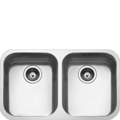 Smeg Lavello due vasche UM4040 finitura acciaio inox spazzolato da 76 cm - IN PROMOZIONE FINO AL 30/06