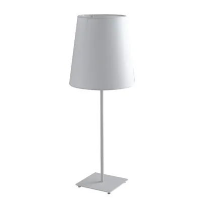 Lampada da tavolo in metallo bianco con paralume in tessuto, 1 luce E27, 24x63.5cm