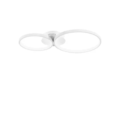 Plafoniera LED bianca doppio cerchio in alluminio, 30W, CCT, 60x35cm