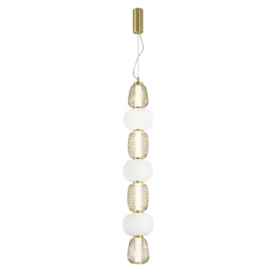 Sospensione LED oro elegante in metallo, 7 diffusori, 40W, Luce calda, 17x163cm