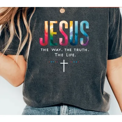 T-shirt a manica corta con scritta cristiana