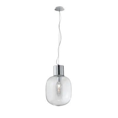 Lampadario a sospensione in metallo Cromo 1Xe27 30X163X8Cm
