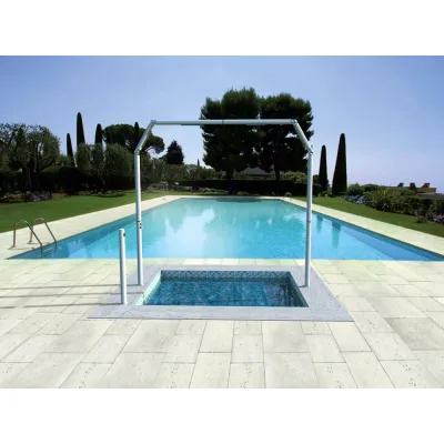 Arkema Ponte doccia ingresso piscina Sanity Gate in alluminio verniciato bianco lucido da h. 235 cm