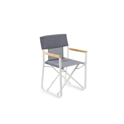 Unopiù Poltroncina pieghevole COSETTE con struttura in alluminio bianco e telo in tessuto brown - IN PROMOZIONE FINO AL 6/07
