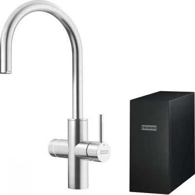 Franke: Miscelatore elettronico multifunzione Mythos Water Hub Sparkling 160.0708.956 finitura acciaio inox