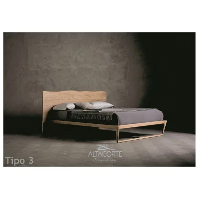 Altacorte Letto king size con testiera Wood Tipo 3 da 180 cm