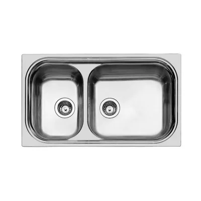 Foster Lavello due vasche 1562 001 finitura acciaio inox da 86x50 cm - Vasca grande a destra