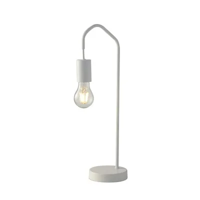 Lampada da tavolo moderna in metallo bianco, lampadina E27, 17x48cm