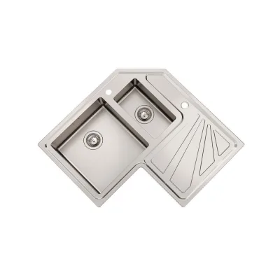 Foster Lavello ad angolo una vasca con vaschetta e gocciolatoio 3308 050 finitura acciaio inox da 83x83 cm - IN PROMOZIONE FINO AL 30/06