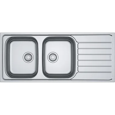 Franke: Lavello due vasche con gocciolatoio a destra Spark Incasso SKX 621 101.0712.133 finitura inox satinato da 116x50 cm