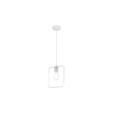 Lampadario a sospensione contemporaneo bianco e argento in metallo, lampadina E27, 19.5x160cm