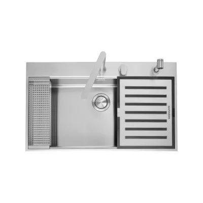 Barazza Lavello una vasca B_ KIT 1LBF9K finitura inox satinato da 86x51 cm Con kit accessori e miscelatore - IN PROMOZIONE FINO AL 6/07