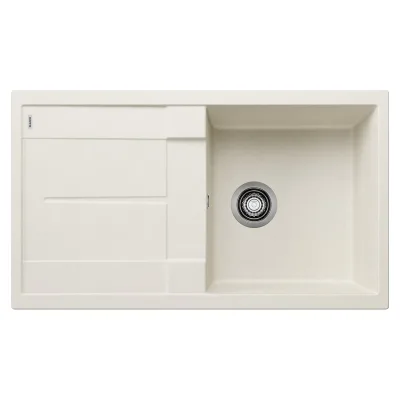 PRONTA CONSEGNA - Blanco Lavello una vasca con gocciolatoio METRA 5 S 1527110 finitura soft white da 86x50 cm - Sopratop