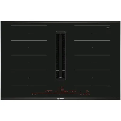 PRONTA CONSEGNA - Bosch Piano cottura a induzione con cappa integrata Extra PXX875D67E in vetroceramica nero da 80 cm - Serie 8