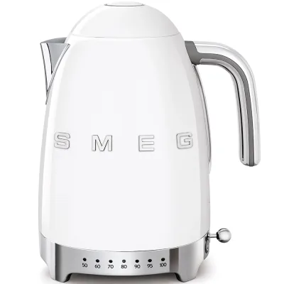 PRONTA CONSEGNA - Smeg Bollitore elettronico a temperatura variabile KLF04WHEU finitura bianco con logo Smeg 3D
