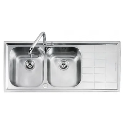 Barazza Lavello due vasche con gocciolatoio dx B_LEVEL 1LLV120/2D finitura inox satinato da 116x50 cm - PROMOZIONE ATTIVA FINO AL 19/10