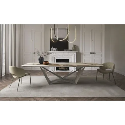 Cattelan Tavolo fisso Skorpio Keramik con struttura in acciaio verniciato e piano in ceramica