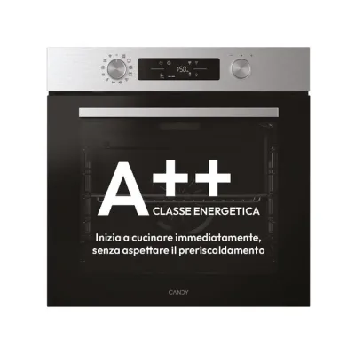 Candy Forno elettrico multifunzione pirolitico da incasso CA6N5B3EYTX finitura vetro nero e acciaio inox da 60 cm