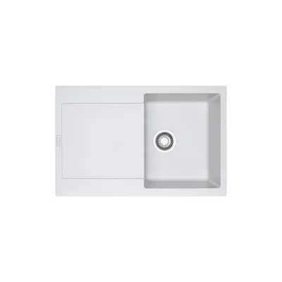 Franke: Lavello una vasca con gocciolatoio Maris MRG 611 114.0153.909 finitura fragranite bianco da 78x50 cm