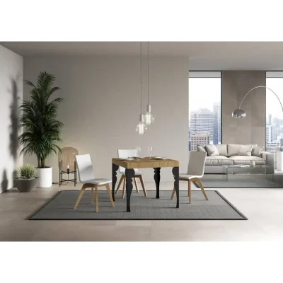 Itamoby Tavolo allungabile Paxon in nobilitato e talaio in ferro antracite da 90(246)x90 cm