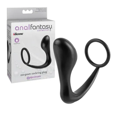 Anello per il pene con plug anale stimolatore prostatico Pipedream silicone nero