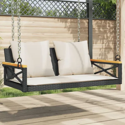 Dondola — Panchina a dondolo con cuscini, polyrattan nera