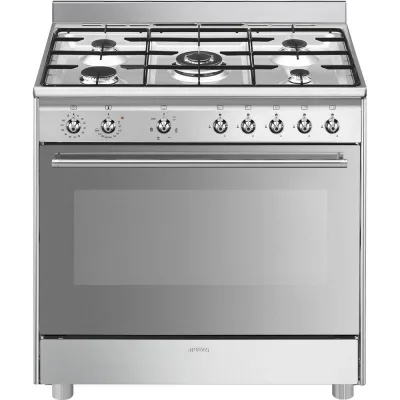 Smeg Cucina SX91GM con forno termoventilato e piano cottura gas finitura acciaio inox da 90x60 cm