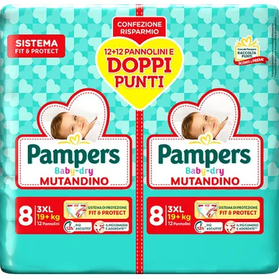 Pampers baby dry pannolino a mutandina duodwct 3xl 24 pezzi