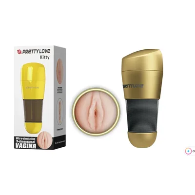Pretty Love Kitty Vagina Masturbatore Realistico Uomo realistico oro morbido