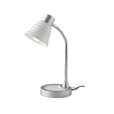 Lampada da tavolo bianca in metallo, diffusore orientabile, 1 luce E14, 13x39cm