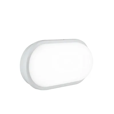 Applique per esterni bianca ovale in policarbonato, LED 20W, CCT, 14.6x27.1cm