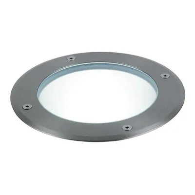 Incasso calpestabile rotondo in acciaio inox grigio, 1 lampadina GU10, 13.4x15cm
