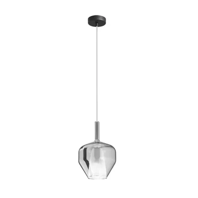 Sospensione in vetro grigio fumè, lampadina E27, 20x234cm