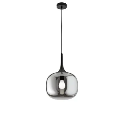 Sospensione in metallo con diffusore in vetro grigio fumè, lampadina E27, 30x150cm