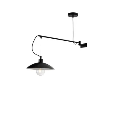 Applique industrial in metallo nero, 1 luce E27, 83x128cm