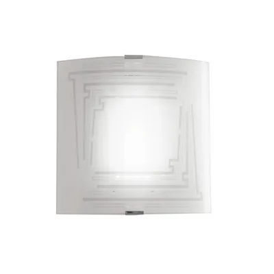 Applique in vetro curvo bianco, con decoro graniglia, 1 luce E27, 26x26cm