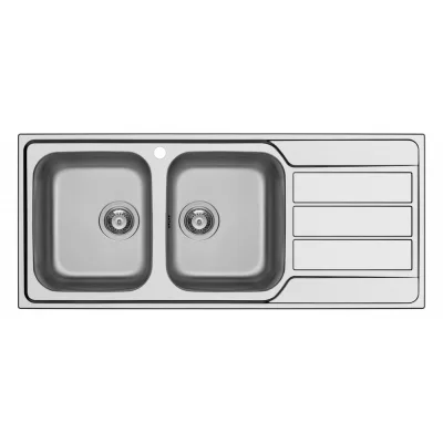 Schock Lavello due vasche con gocciolatoio a destra MASTER D200 MASTD200SX finitura inox spazzolato da 116x50 cm