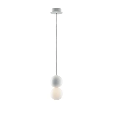 Lampadario a sospensione in gesso e vetro opale bianco, lampadina G9, 10x120x19.5cm