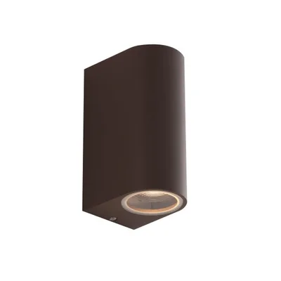 Applique da esterno moderna bronzo in alluminio, 2 luci GU10, 6.7x13cm