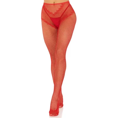 Collant Sexy Crotchless Backseam Rosso