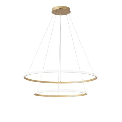 Lampada a sospensione LED oro doppio cerchio in metallo, 31W, CCT, 150x80cm