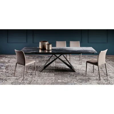 Cattelan Tavolo allungabile Premier Crystalart Drive con struttura in acciaio verniciato e piano in cristallo