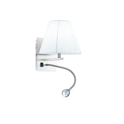 Applique in alluminio con diffusore in tessuto bianco, 1 luce E14, 1 LED da 3W,  24x30cm