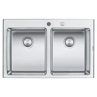 Barazza Lavello due vasche B_OPEN 1LBO82 finitura inox satinato da 79x51 cm