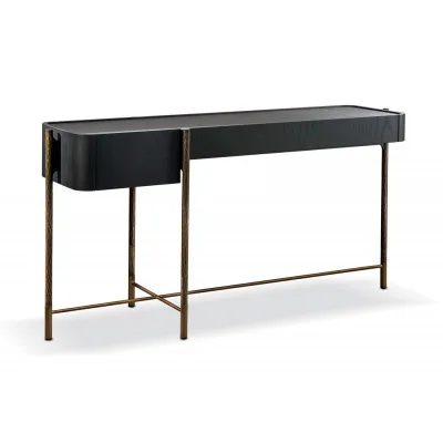 Cantori Scrivania Shanghai con struttura in ferro e piano in legno da 148x47 cm