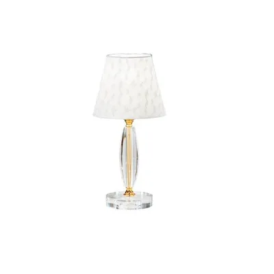 Lampada da tavolo contemporanea bianco e oro in cristallo, 1 luce E27, 20x43cm