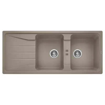 Blanco | Lavello due vasche con gocciolatoio SONA 8 S 1519705 finitura tartufo da 116x50 cm - Sopratop